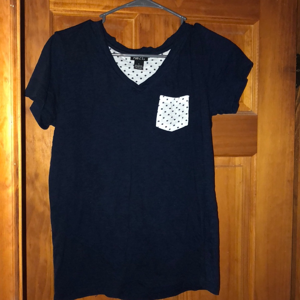 Rue 21 Navy Blue Polka Dot Tee Shirt
